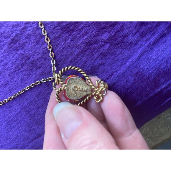 vintage 1970s millifore heart necklace sarah coventry braided goldtone jewelry - Picture 7 of 7